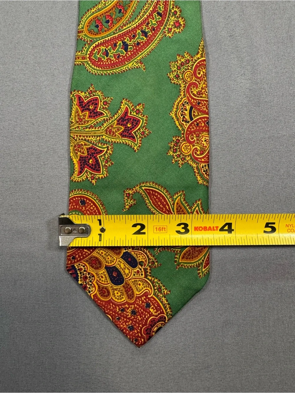 J. Crew Green Paisley Silk Necktie with Multicolor Accents